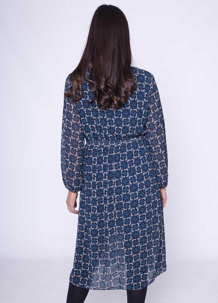 Single Pleat Chiffon Dress in Teal