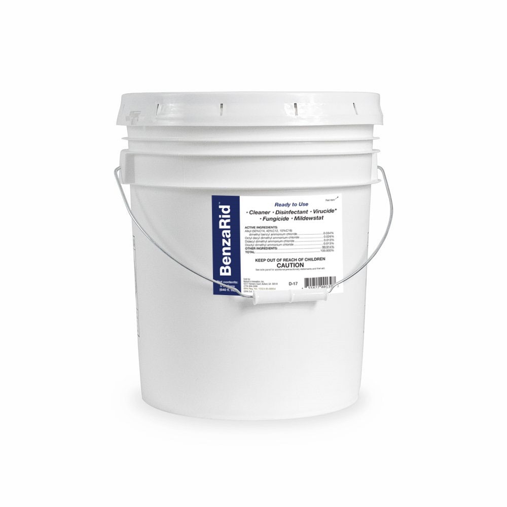 BenzaRid Hospital Grade Cleaner - Disinfectant, Virucide, Fungicide - 5 Gallon Bucket