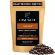 One 12oz bag of Lone Wolf Coffee’s Amara Medium-Light Roast Whole Bean coffee bag product photo