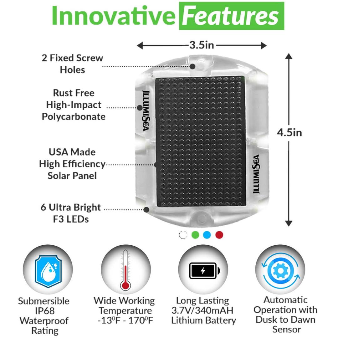 Solar Powered LED Lights | Decks, Docks, Paths & More | Veteran Owned 12 Light Pack ($35.98pc) / Warm White 3000K