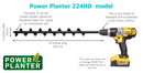 Power Planter 224HD drill auger attachment shown fitted to a cordless drill.