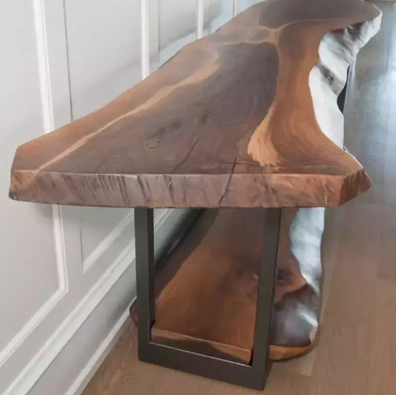 live edge walnut entry table