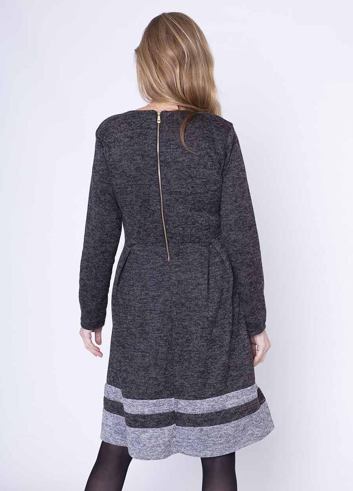 Box Pleat Marble Jersey Dress in Black