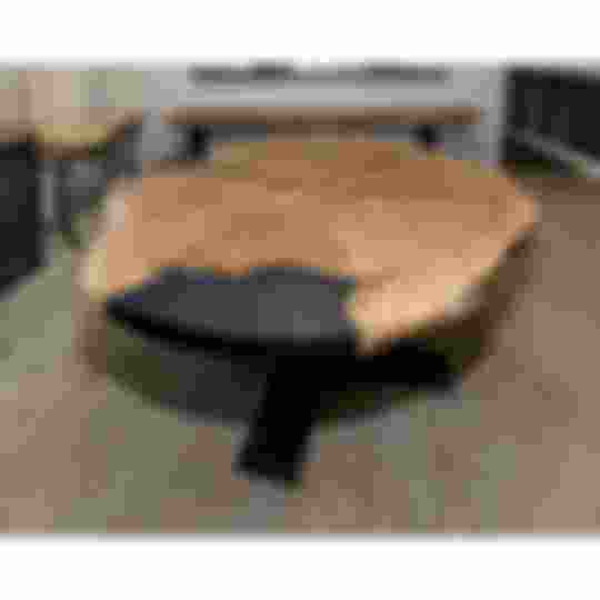 round live edge oak epoxy dining table