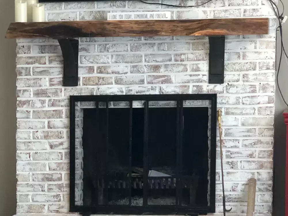 rustic live edge wood mantel