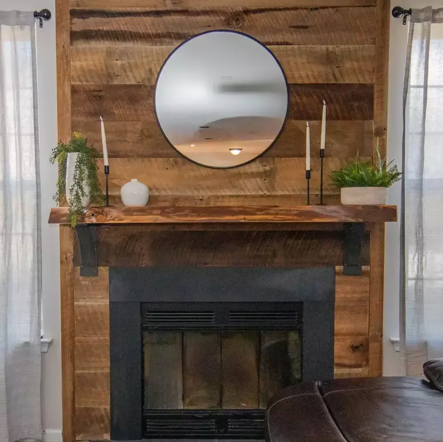 walnut live edge mantel