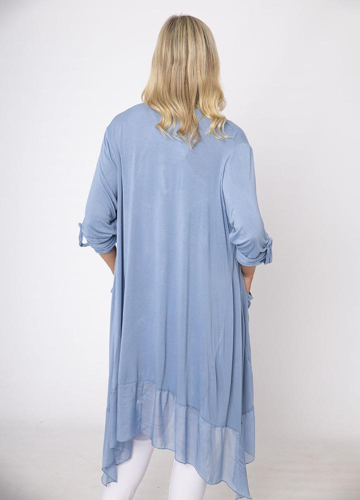 Long Button Sleeve Silk Cardi