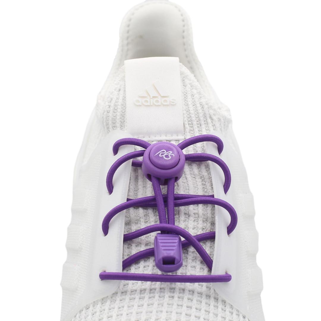 Purple no tie elastic triathlon shoe laces