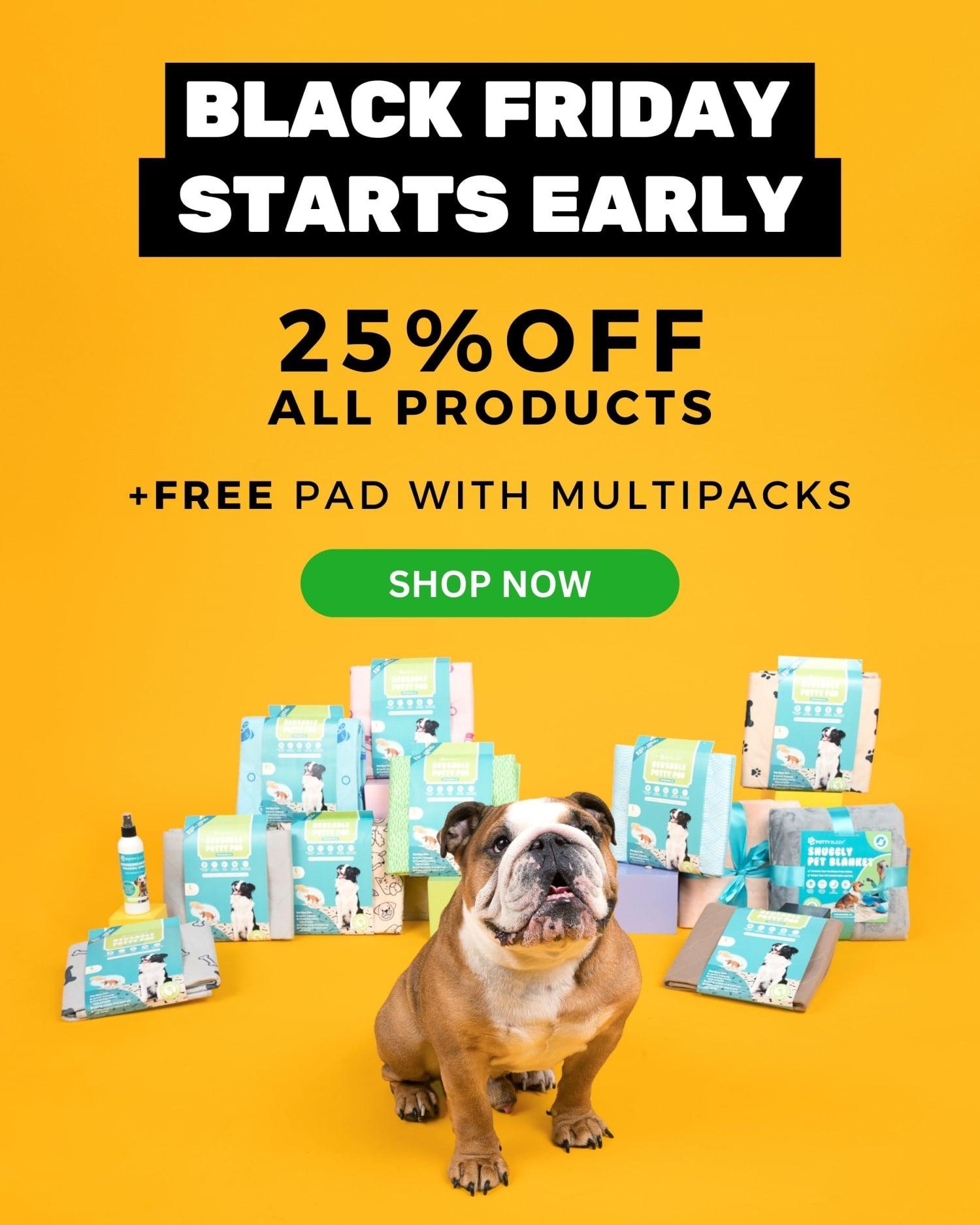 A promotional banner for Potty Buddy's Black Friday Sale for 25% Off