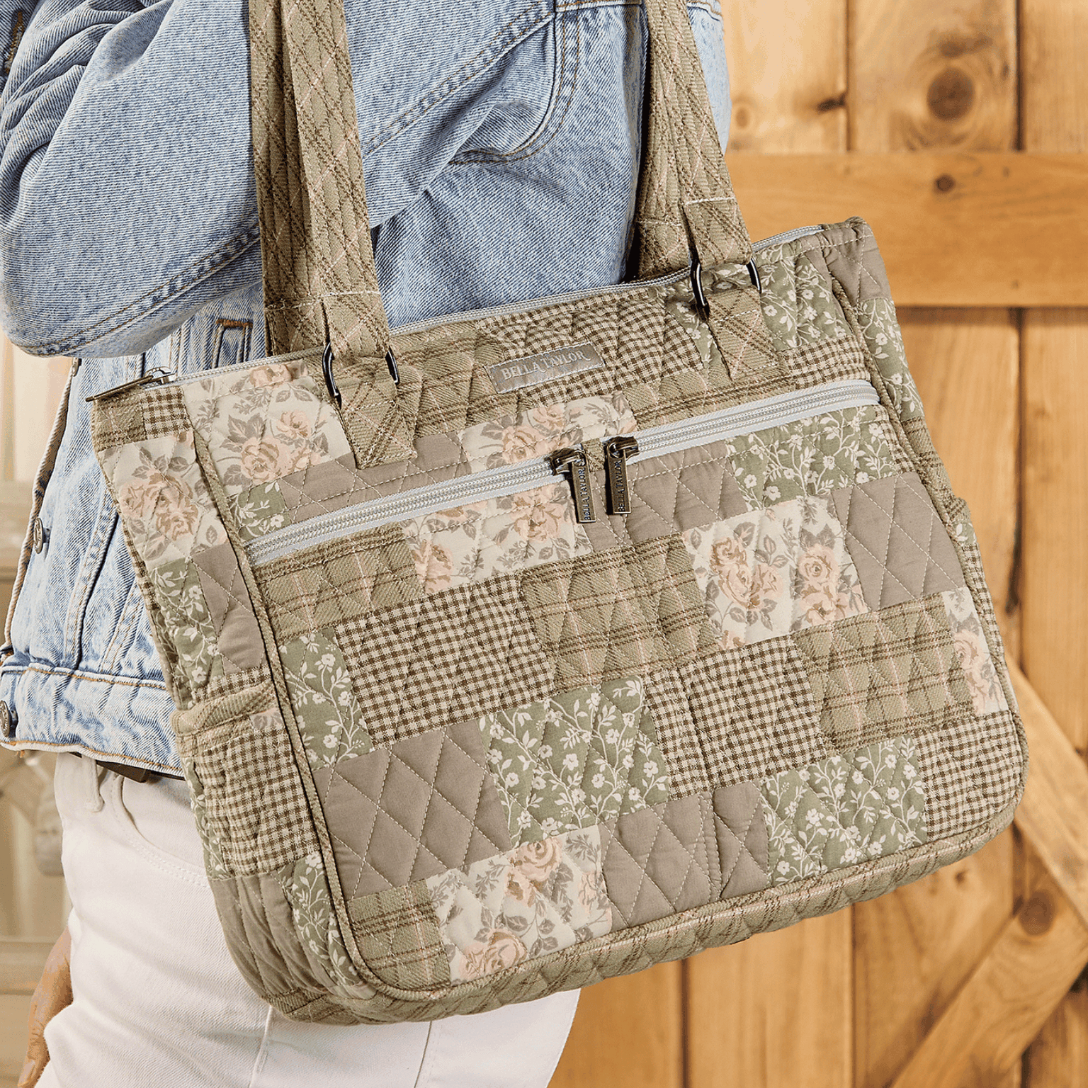 Bella Taylor Portafoglio Da Polso Da Donna Con Tasca Per Smartphone, Protezione RFID, Floreale Vintage Nero/Crema - 8 Slot, Chiusura Con Cerniera, 3 Modi Indosso