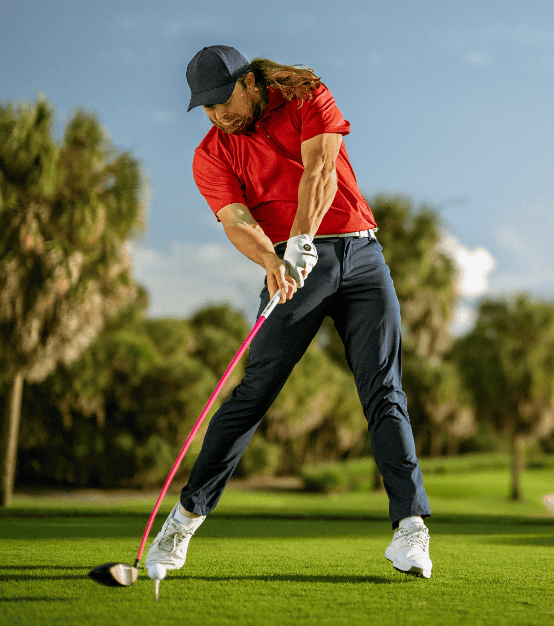Kyle Berkshire mid-swing