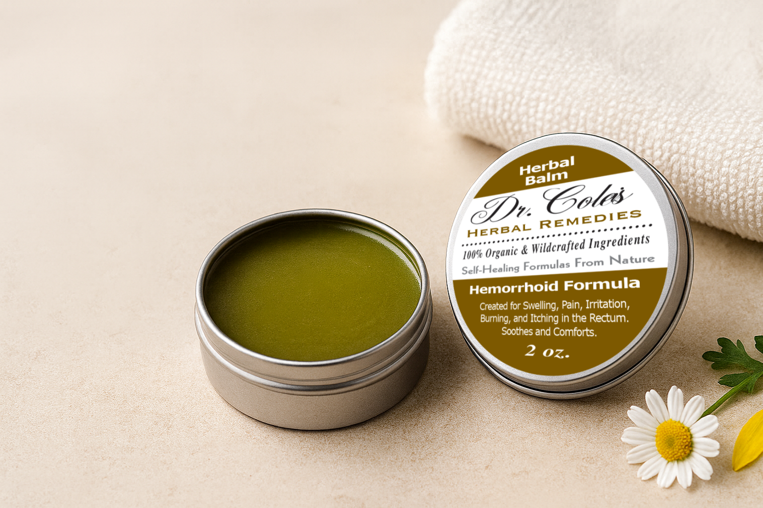 Organic hemorrhoid treatment balm