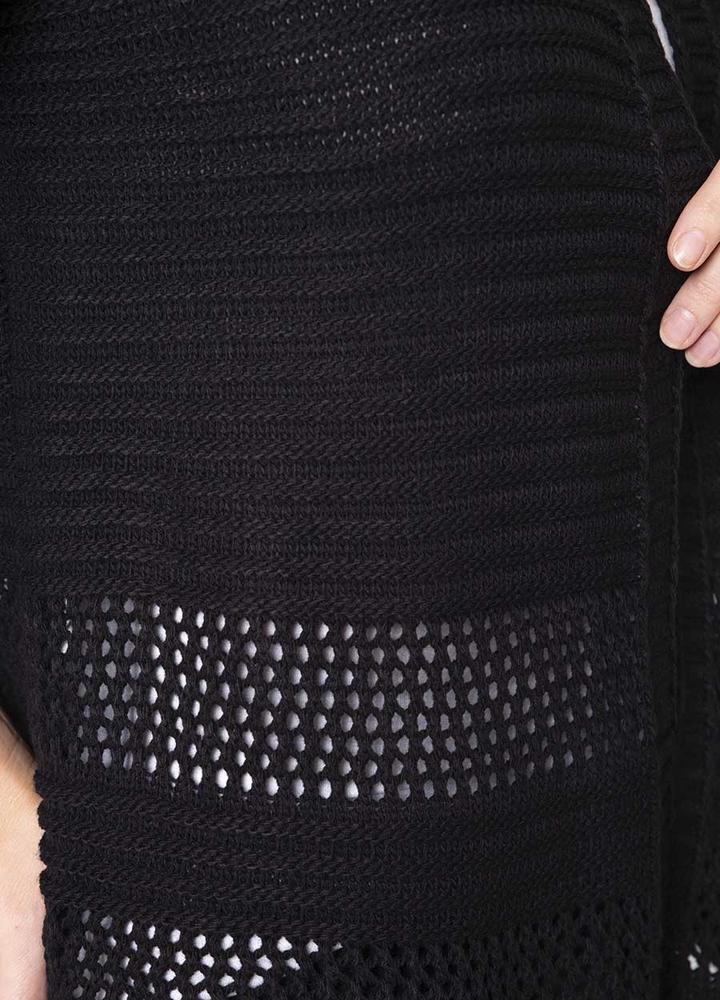 Front Open Knit Cardi in Black