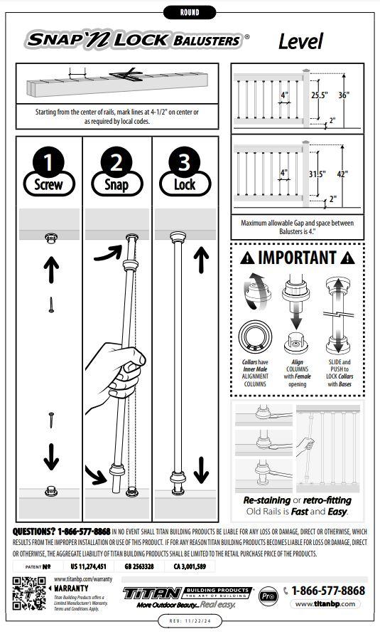 Snap'n Lock Baluster Instructions