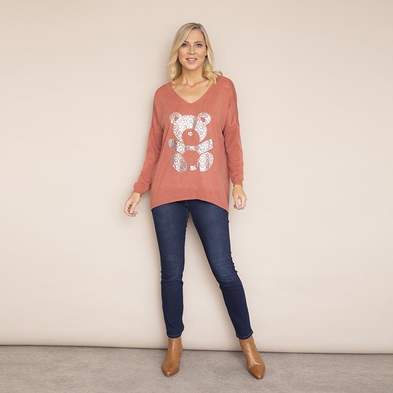 Teddy V Neck (Terracota)