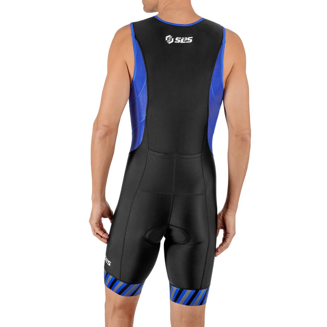 back view blue tri suit