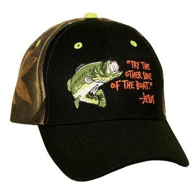 Black hat with fish: Try the other side of the boat ~ Jesus