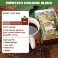 Roast level, taste notes, and highlights of Espresso Organic Blend