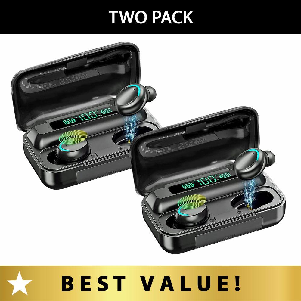 RaveOn Wireless Earbuds with Portable Charging Case