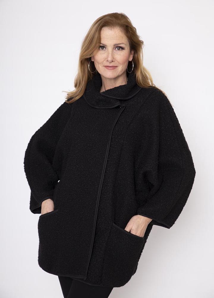 Black Trim Poodle Cardi in Black