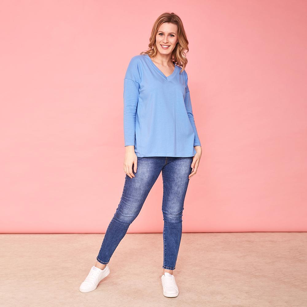 riley v neck top (blue)