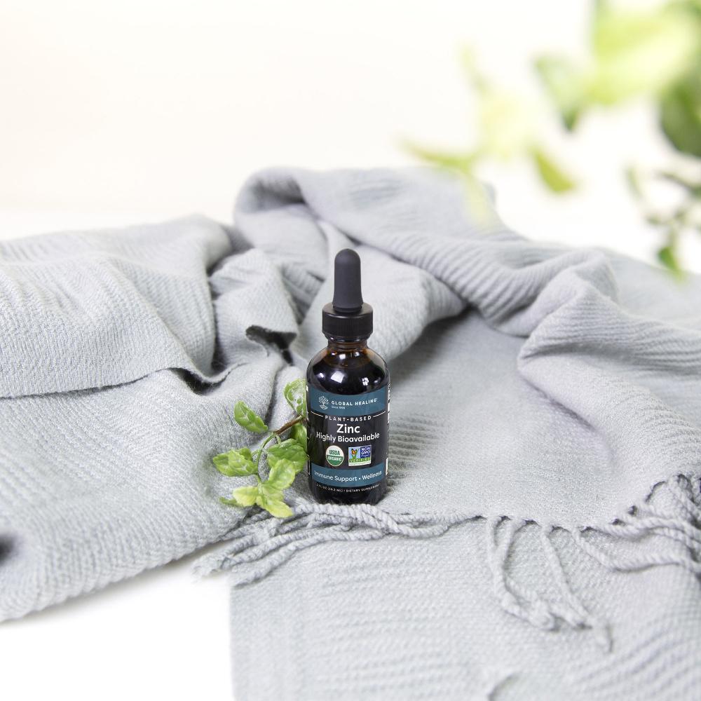 Global Healing Organic Plant-Based Zinc Bottle Lifestyle Image