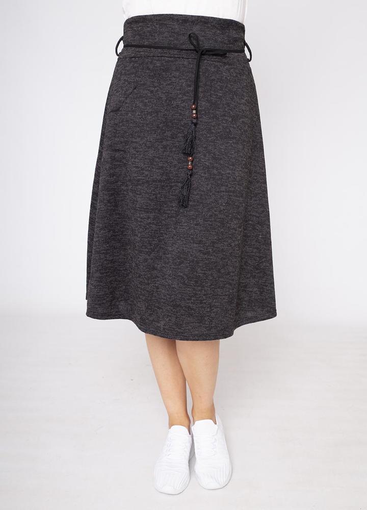 A-Line Belted Skirt in Black