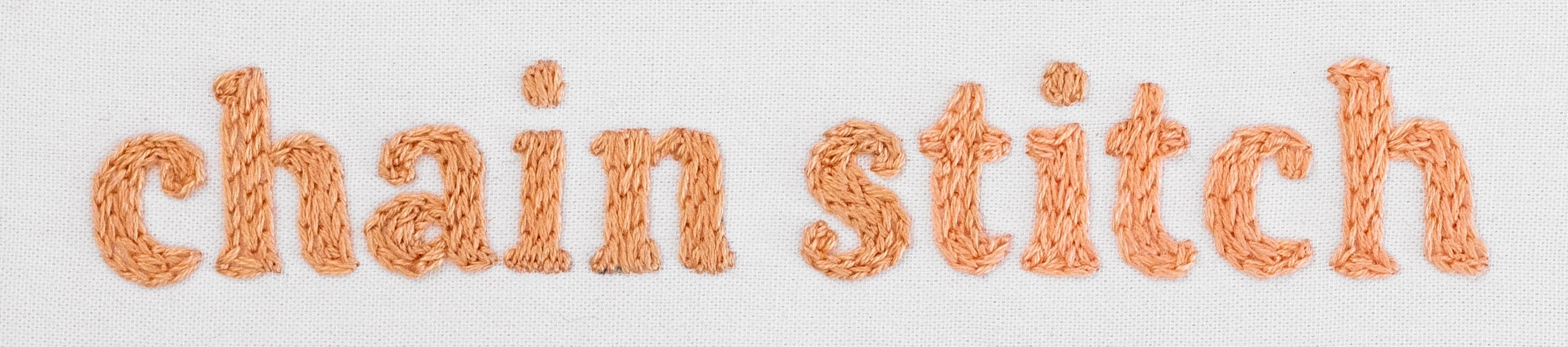 This image is of a word using chain stitch.