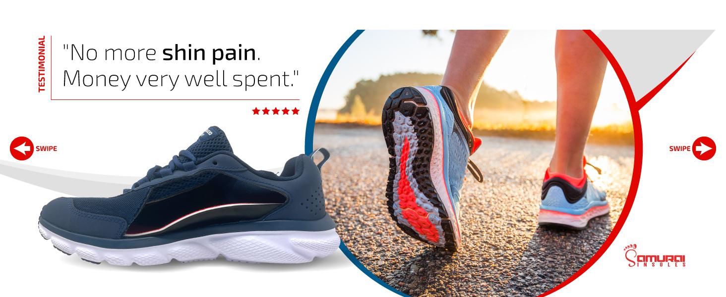 no more shin pain with Samurai Insoles