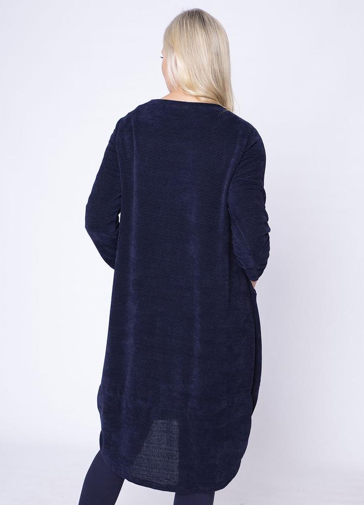 Velour Pocket Dress in navy