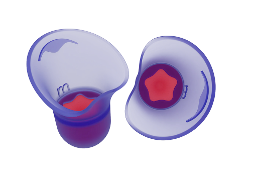 A pair of earplugs for snoring made from silicone and foam.