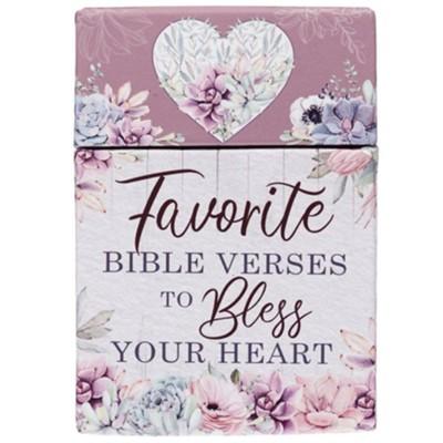 Favorite Bible verses to bless your heart blessing card box with purple flower design