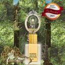 Forest of the Golden Dream bottle in golden forest editorial artwork by Carlo Zambotti