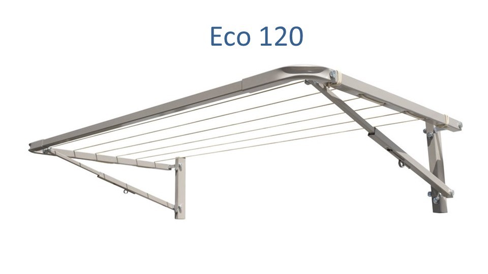 eco 120 clothesline at 0.8m wide and multiple depths installed onto brick wall