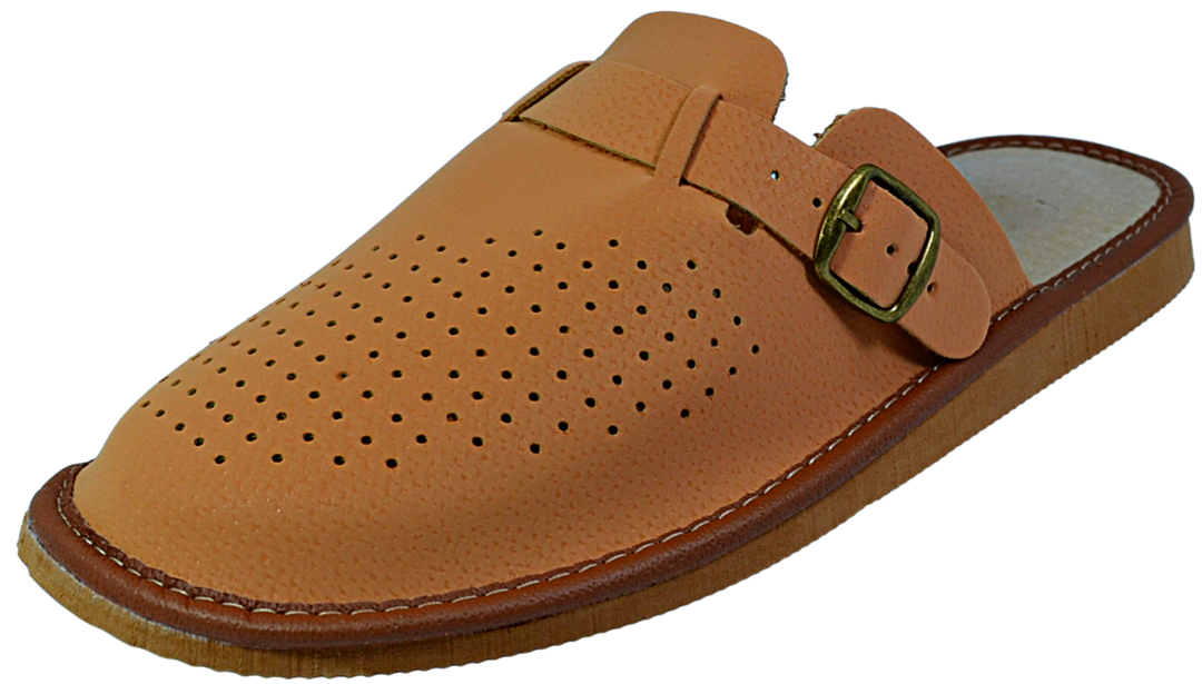 Kai - Mens leather mule slip on slippers - Reindeer Leather