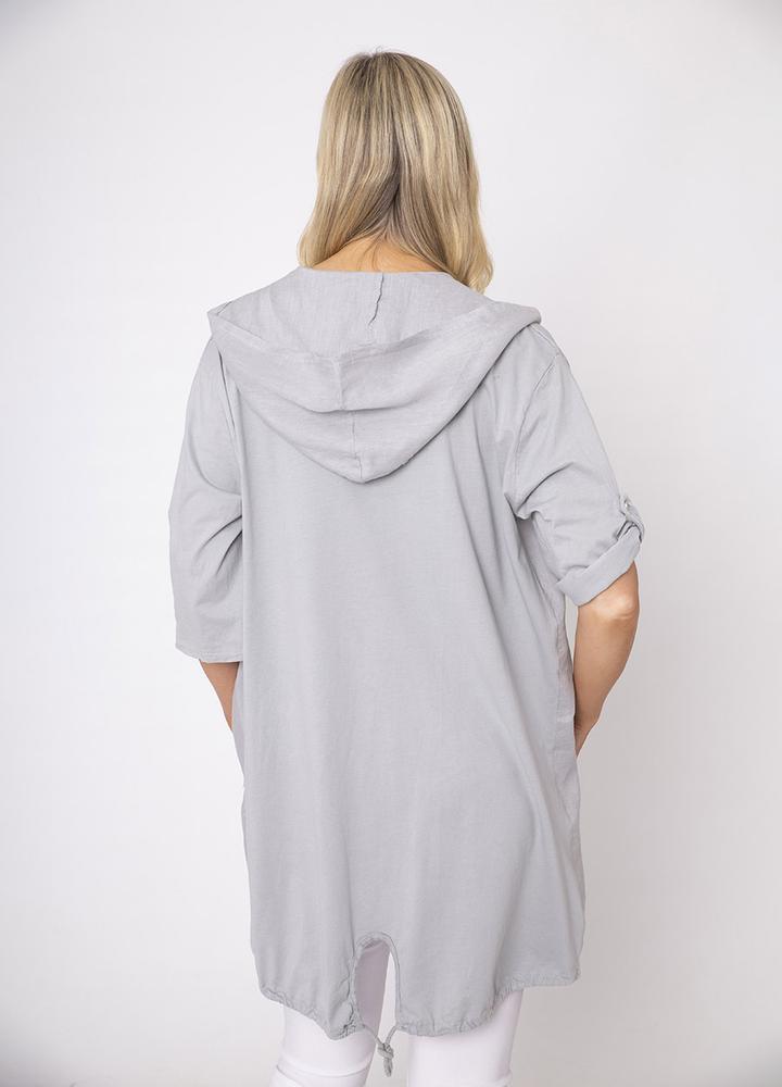 Hoody Sequin Pocket Linen Jacket