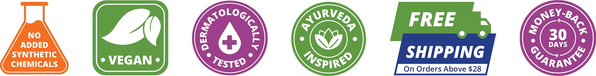Not Tested on Animals, Vegan, 30-Day Money Back Guarantee badges 2