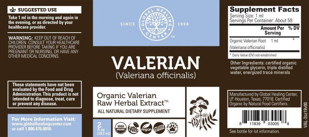 Global Healing Organic Valerian Label