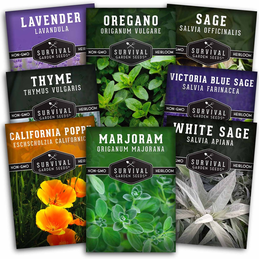 8 packets of drought tolerant herbs and flowers