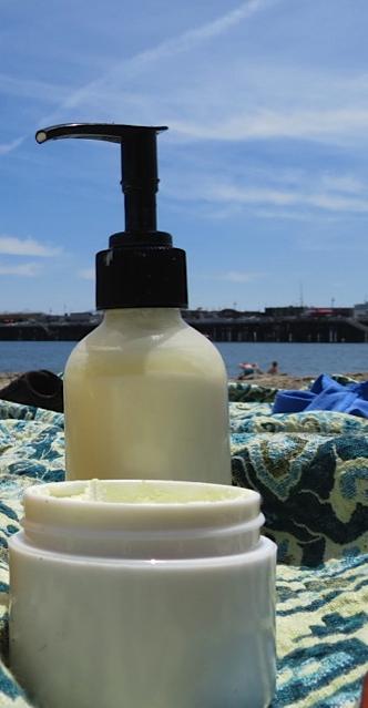 homemade, safe, mineral liquid and cream sunscreen