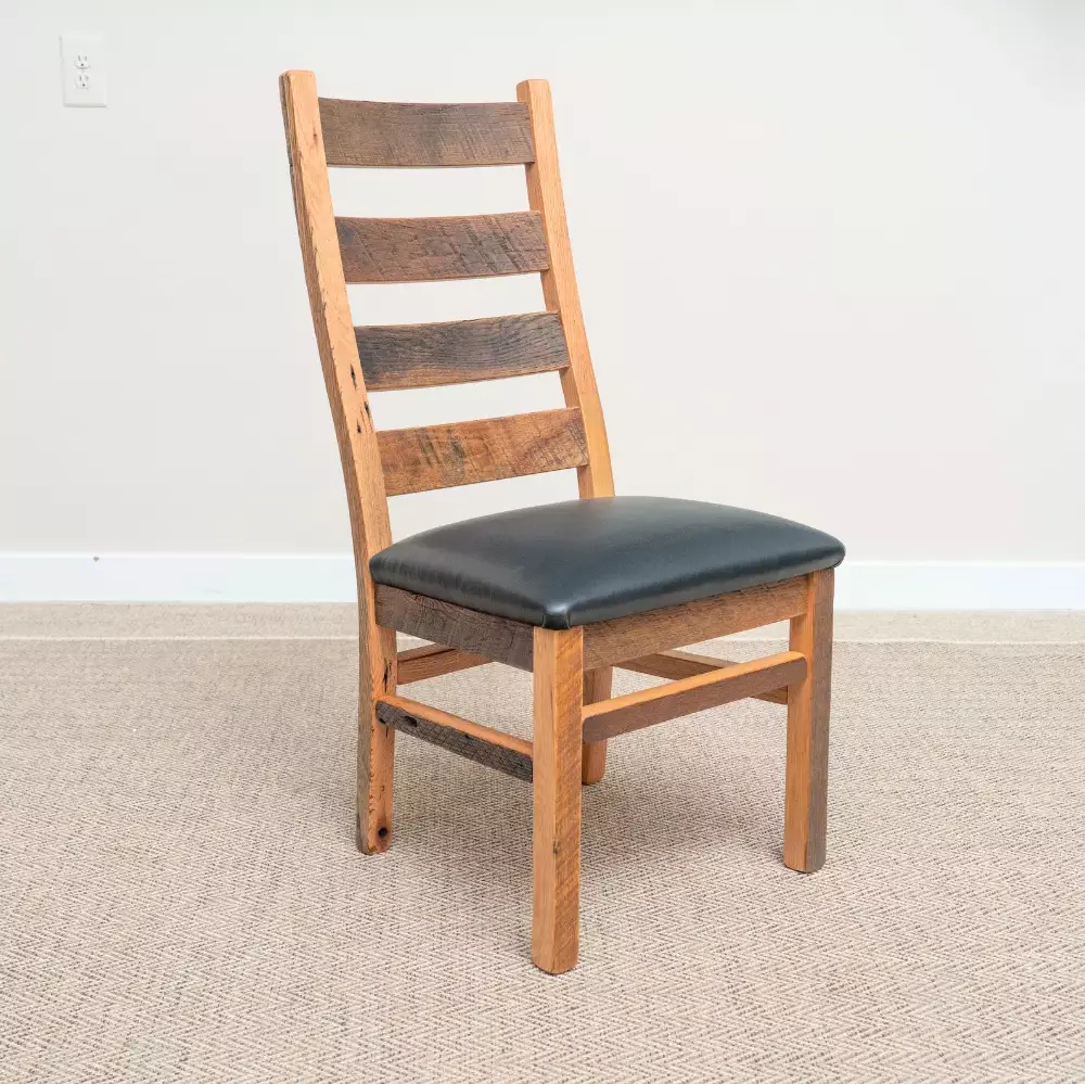 rustic barnwood chair with upholstered seat