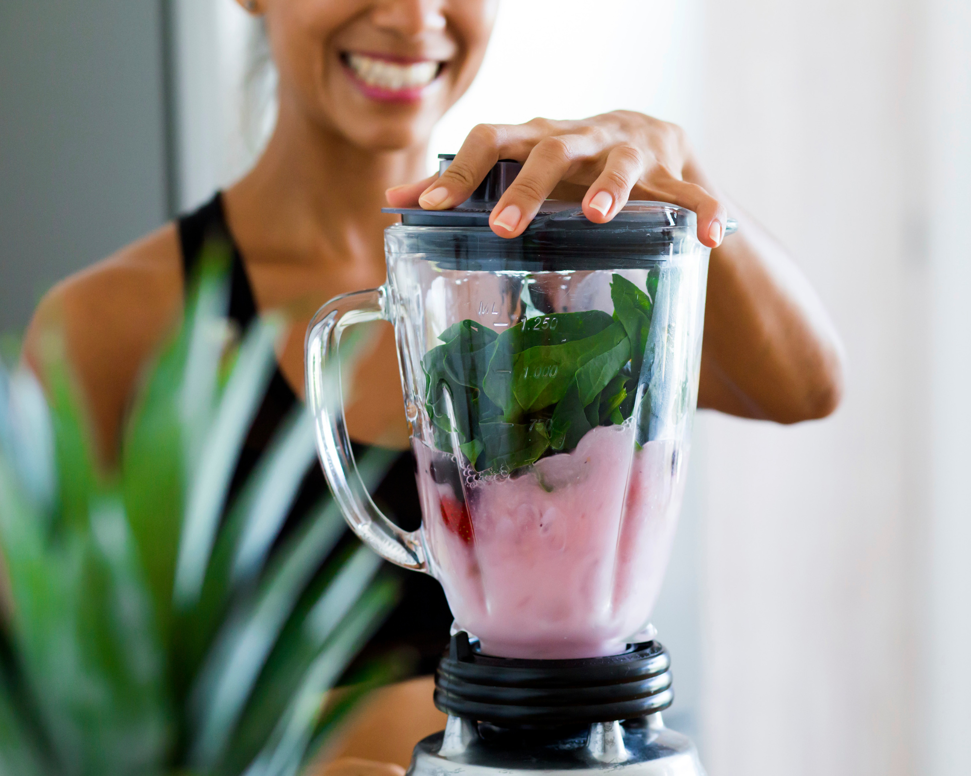 Illustrative image showing a Woman is making a smoothie