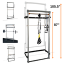 SoloStrength | Ultimate Wall Mounted Foldup Squat Rack Bodyweight Exercise All-In-One Functional Training Station - Adjustable Height Pull Up Bar Dip Station
