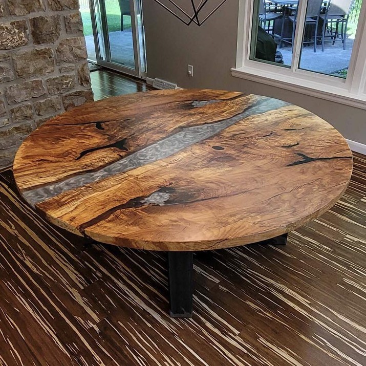 round epoxy river dining table