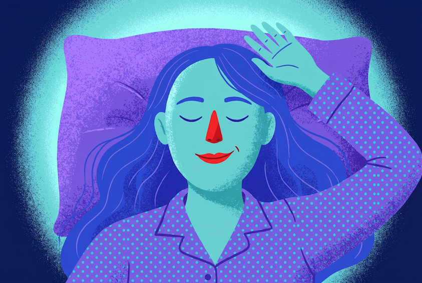 Woman sleeping peacefully with a soft glow on her skin, capturing the calm behind beauty sleep benefits.