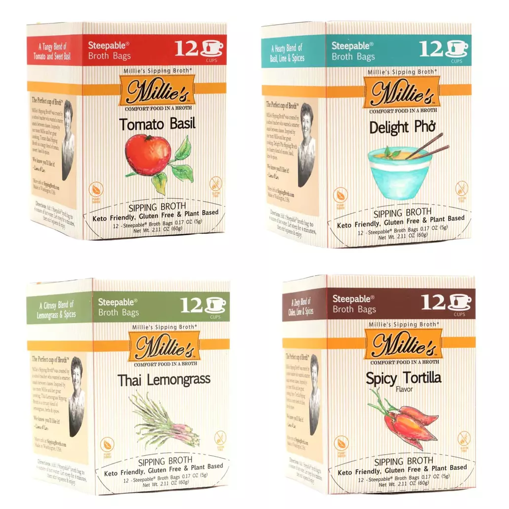 Image of boxes of Millie's Sipping Broths