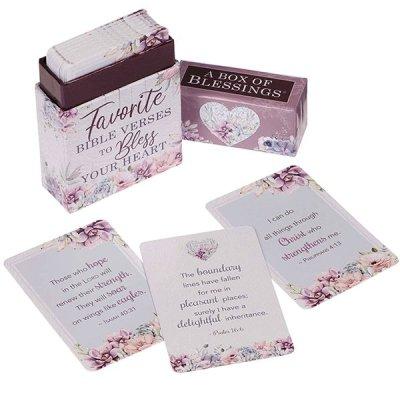 Box of floral pattened cards with Bible verses