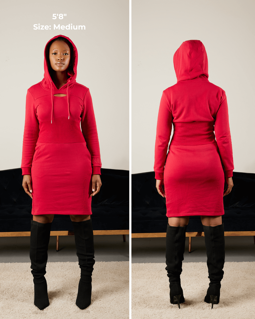 satin-lined hoodie dress