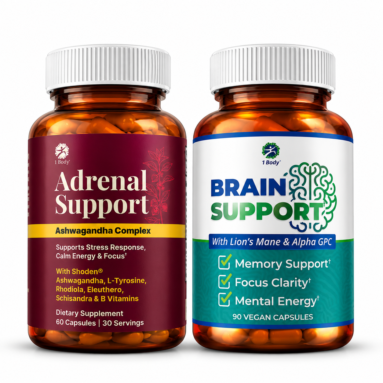 close up look of the Adrenal Support product bottle and box