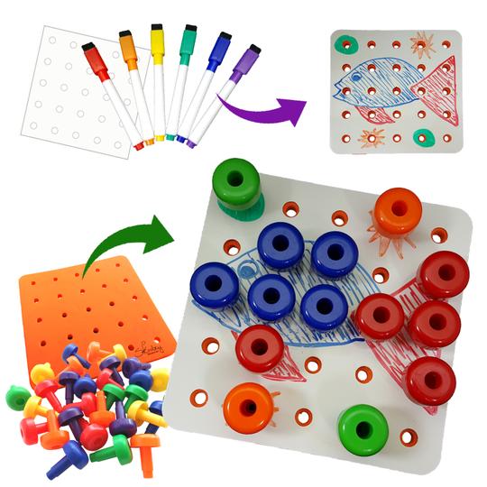Peg Board Pattern Cards Matching Creative Art Extension KitSK038 Skoolzy